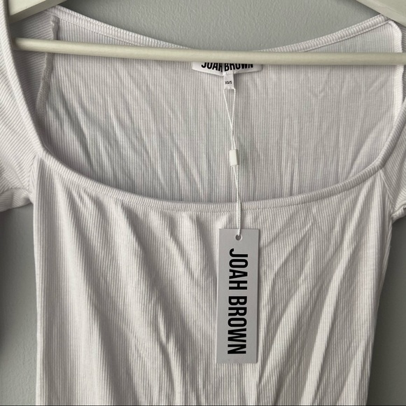 Joah brown white square neck ribbed top - Picture 3 of 4